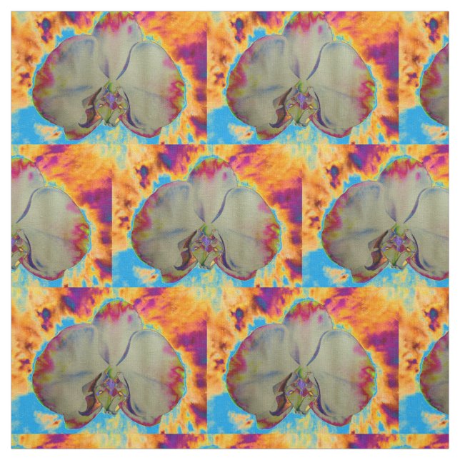 Feuer Orchid, abstrakte, lebendige Aquarellblüte Stoff (Muster)