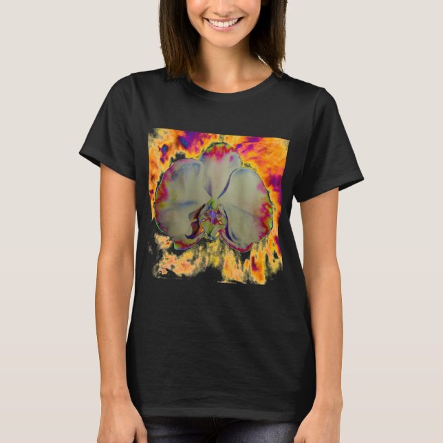 Feuer Orchid, abstrakte, lebendige Aquarellblüte T-Shirt (Vorderseite)