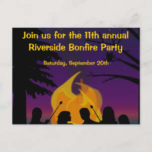 Feuer-Party-Postkarten-Einladung im Freien Einladungspostkarte