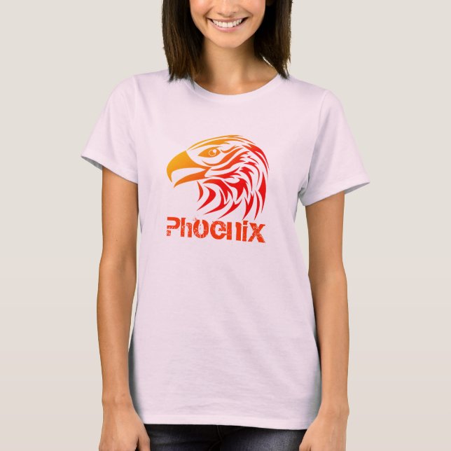 Feuer Phoenix (F, mit Text, Farbwahl) T-Shirt (Vorderseite)