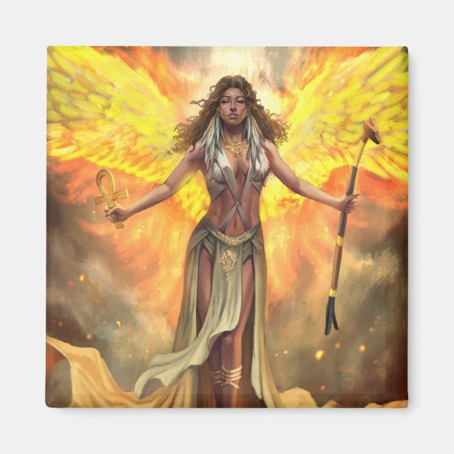 Feuer Phoenix Ma'at Magnet (Vorne)