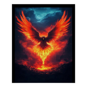 Feuer Phoenix steigt, anpassbar Poster