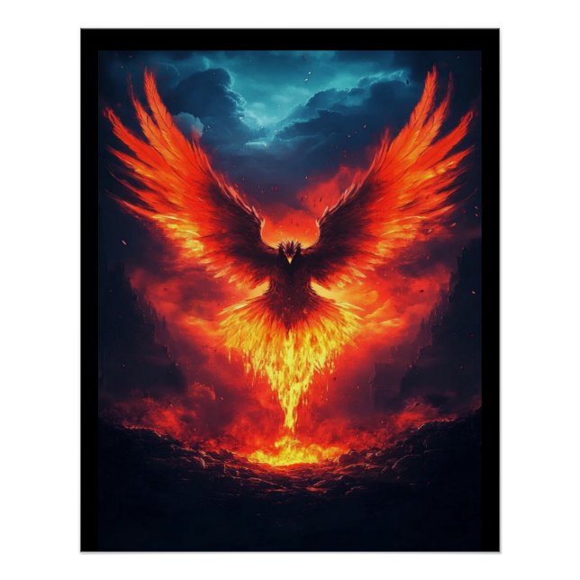 Feuer Phoenix steigt, anpassbar Poster (Vorderseite)