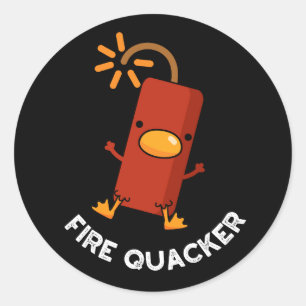 Feuer Quacker Funny Fireworks Puff Dark BG Runder Aufkleber