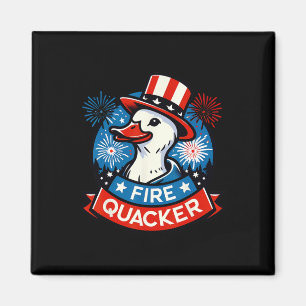 Feuer Quacker Lustiger Vierter Juli Ente Patriotis Magnet