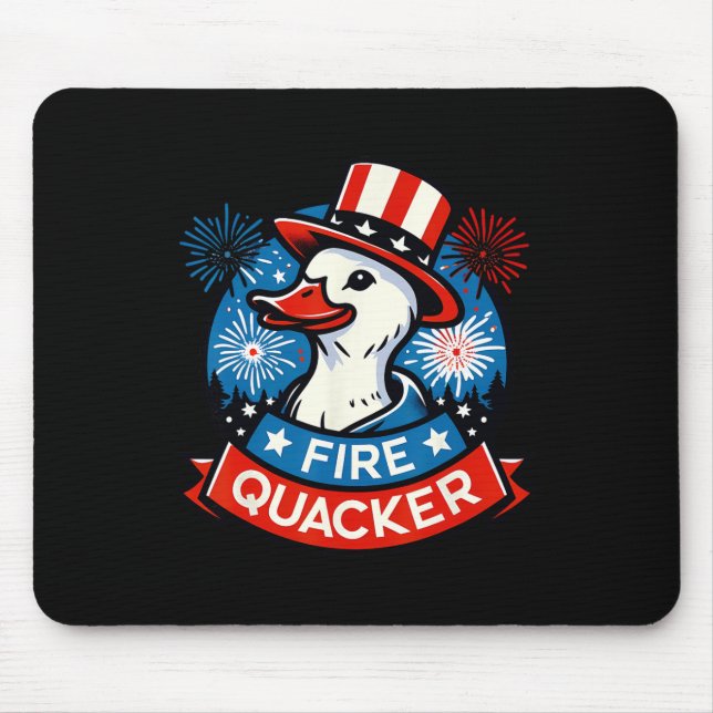 Feuer Quacker Lustiger Vierter Juli Ente Patriotis Mousepad (Vorne)