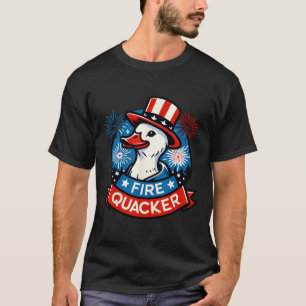 Feuer Quacker Lustiger Vierter Juli Ente Patriotis T-Shirt