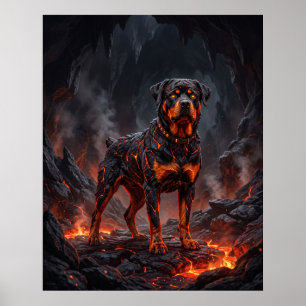 Feuer Rottweiler Geschmolzene Schmiede Hund Kunst Poster
