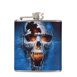 Feuer-Schädel-Vinyl eingewickelte Flasche Flachmann
