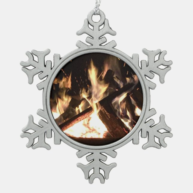 Feuer Schneeflocken Zinn-Ornament (Vorderseite)