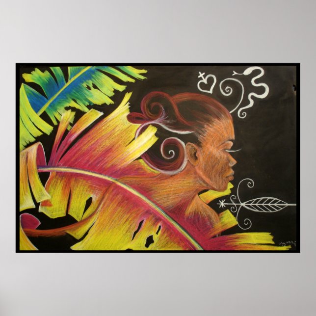 Feuer - Schwarze Kunstdrucke Poster (Vorne)