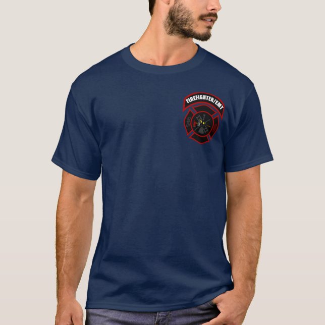 Feuer-Shirt - Firefighter/EMT (schwarzer T-Shirt (Vorderseite)