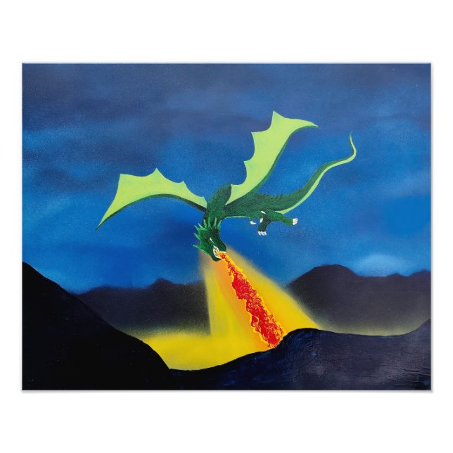 Feuer speiender Drache Fotodruck (Vorne)