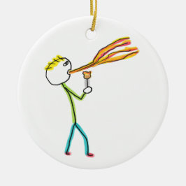 Feuer speiender Stockmann Keramik Ornament