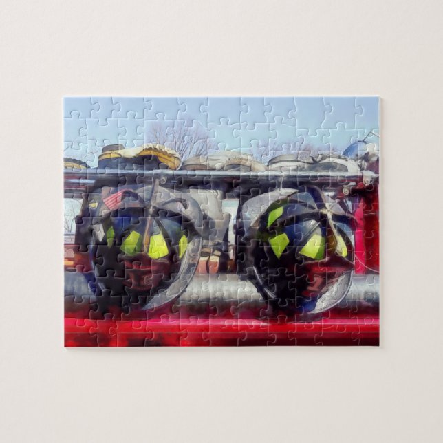Feuer-Sturzhelm und Stiefel Puzzle (Horizontal)