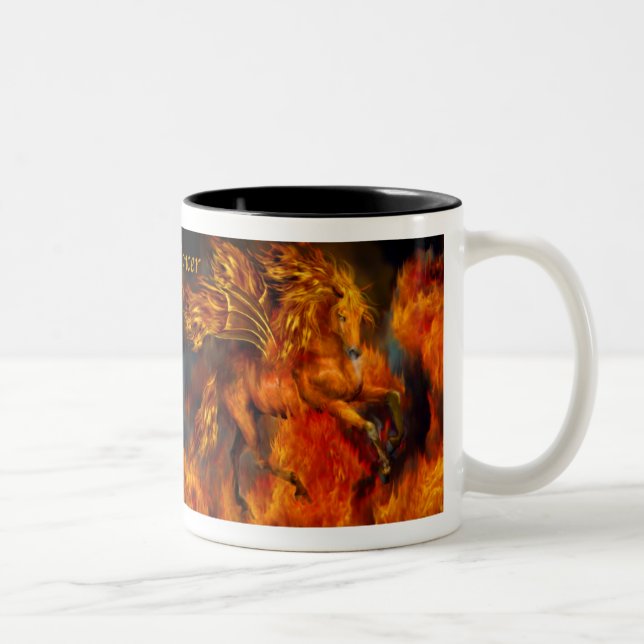 Feuer-Tänzer-Tasse Zweifarbige Tasse (Rechts)