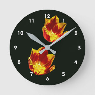 Feuer-Tulpen-Blumen-Rund-Uhr Runde Wanduhr