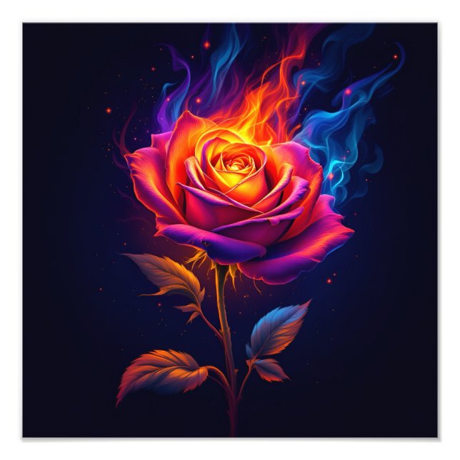 Feuer und die Rose  Fotodruck (Vorne)