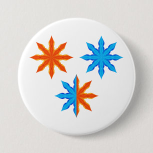 Feuer- und Eis-Achtspitzsterne Button