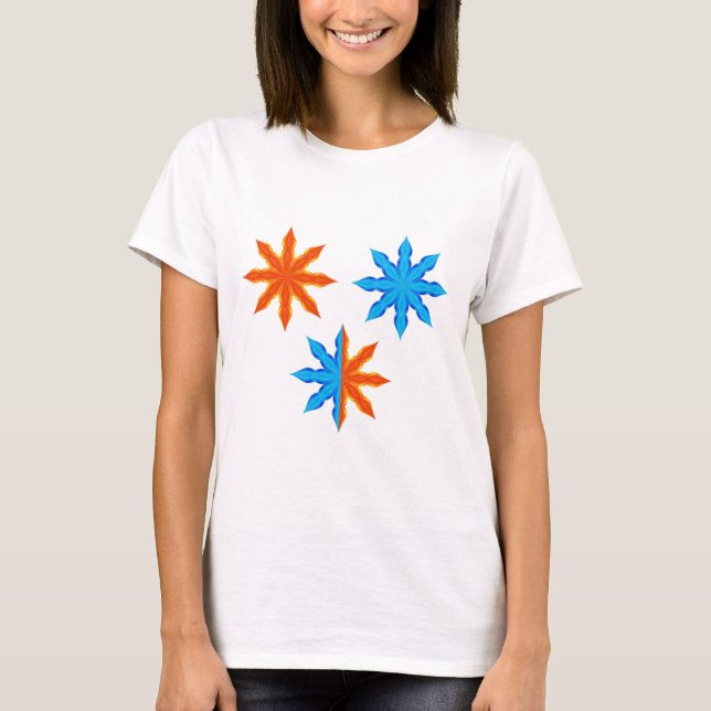 Feuer- und Eis-Achtspitzsterne T-Shirt (Vorderseite)