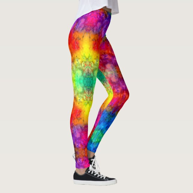 [Feuer und Eis] Bright Bold Rainbow Krawatte-Dye Leggings (Rechts)