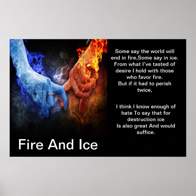 Feuer und Eis mit Feuerhand Eishandposter Poster (Vorne)