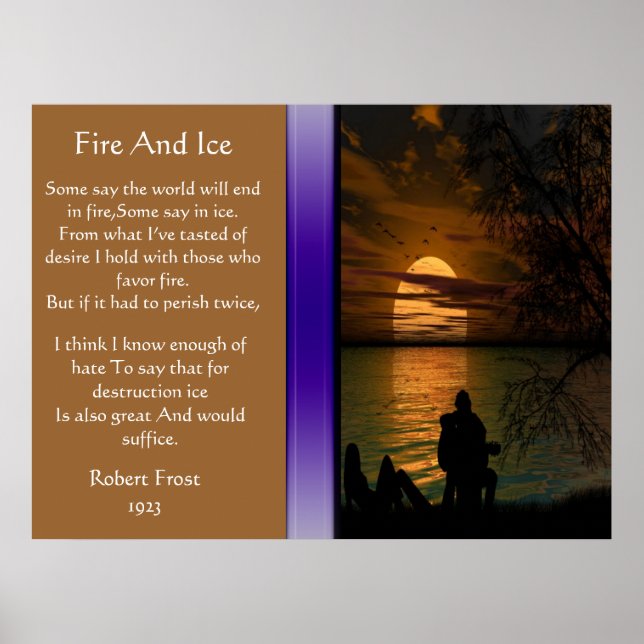 Feuer und Eis mit Silhouette-Poster Poster (Vorne)