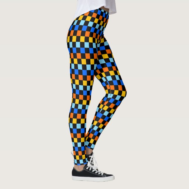 Feuer- und Eis-Schachbrettmuster Leggings (Rechts)