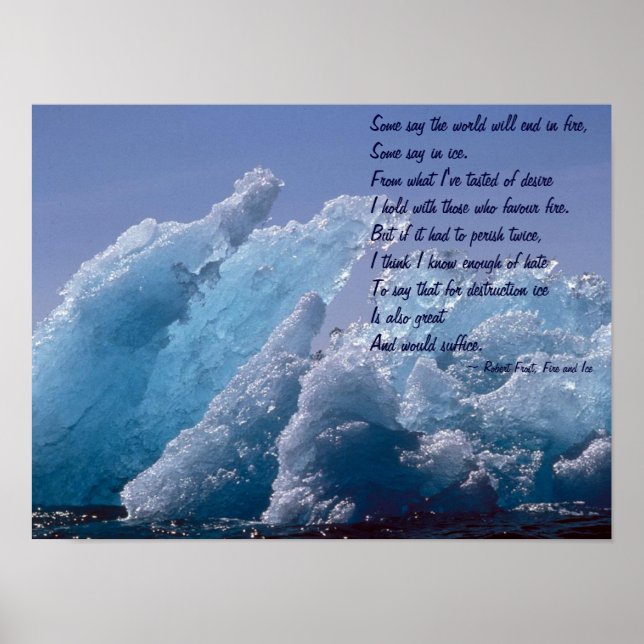 Feuer und Eis über dem Floating Alaskan Ice Berg P Poster (Vorne)