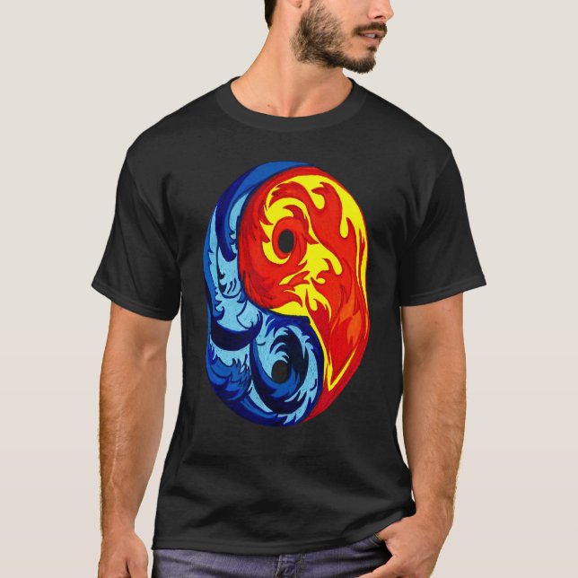 Feuer und Eis Yin Yang T-Shirt (Vorderseite)