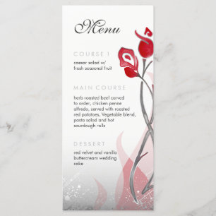 Feuer- und Eishochzeitmenü Red Silver Rose Menükarte