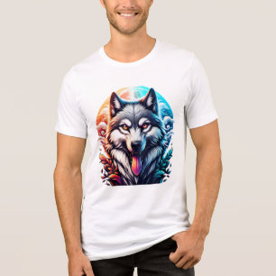 Feuer und Eiswolf   Lebhafte Fantasy Art Tri-Blend Shirt