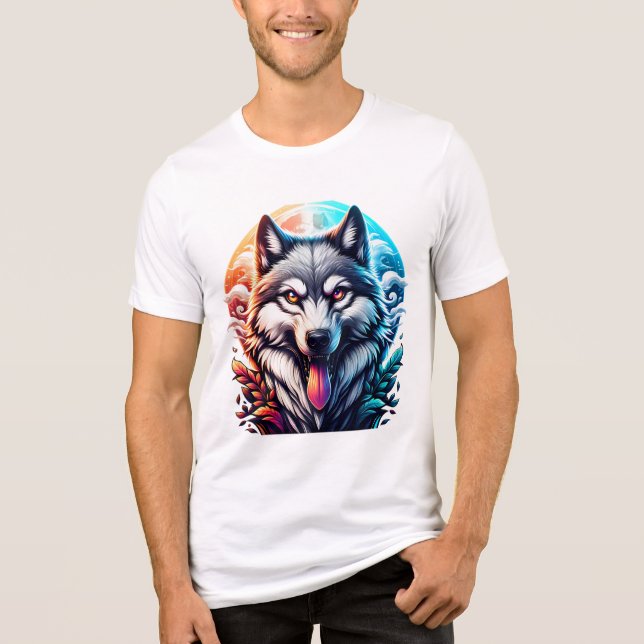 Feuer und Eiswolf | Lebhafte Fantasy Art Tri-Blend Shirt (Vorderseite)