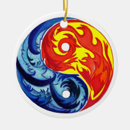 Feuer und Eiszeit Yin-Yang Keramikornament