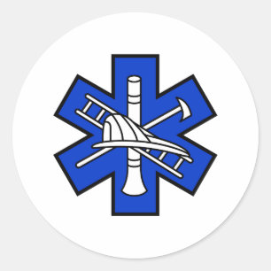 Feuer und EMS-Logo Runder Aufkleber