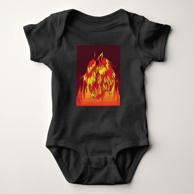 Feuer und Flammen Phoenix Bird Baby Strampler (Vorderseite)