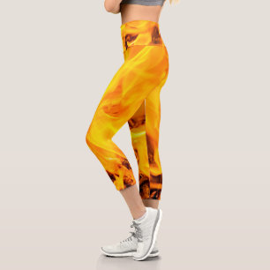 Feuer- und Flammenmuster Capri Leggings