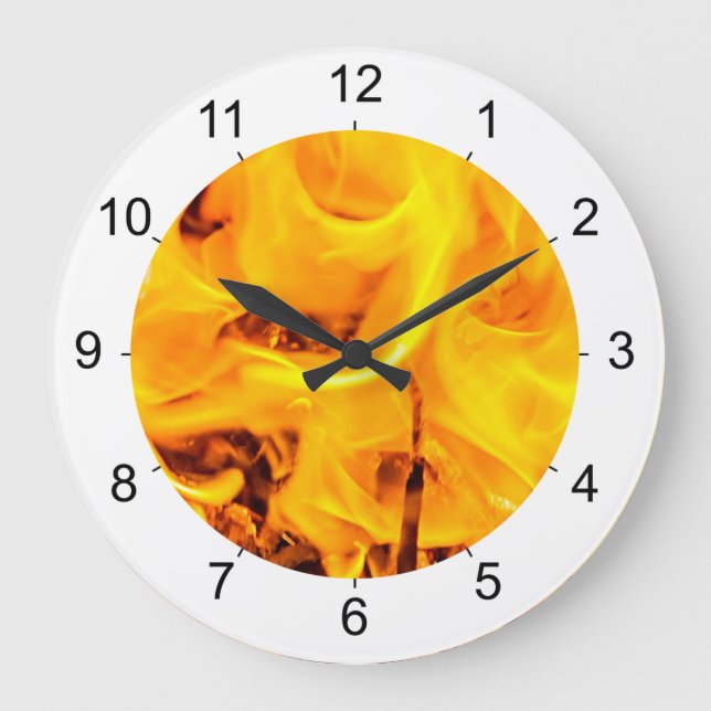 Feuer- und Flammenmuster Große Wanduhr (Vorderseite)