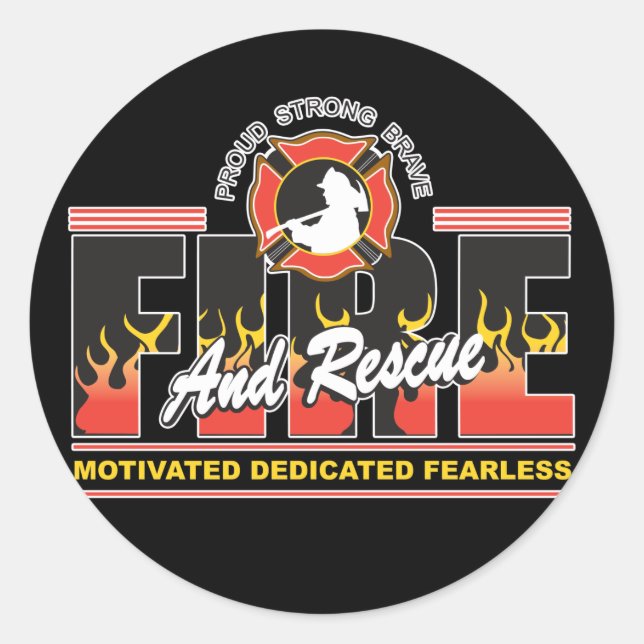 Feuer und Rettung Runder Aufkleber (Vorderseite)