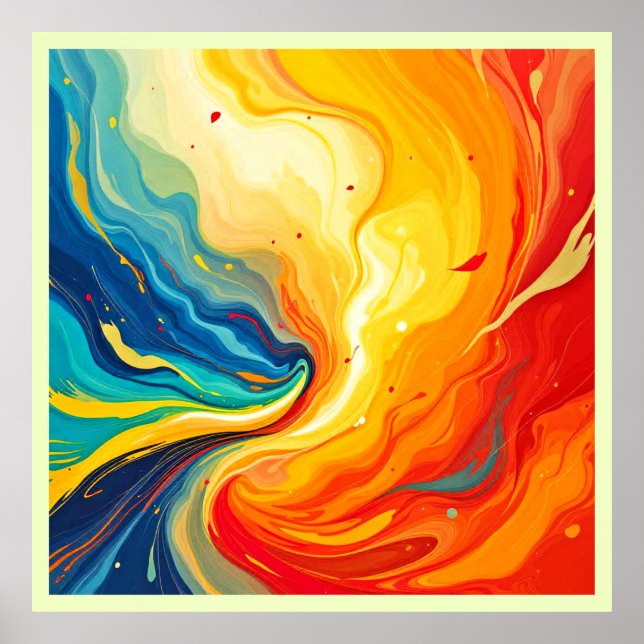 Feuer und Wasser Abstrakt Poster (Vorne)
