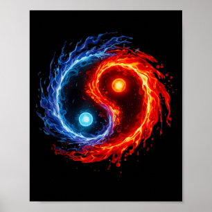 Feuer und Wasser Yin Yang Symbol Balance Tai Chi E Poster