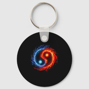 Feuer und Wasser Yin Yang Symbol Balance Tai Chi E Schlüsselanhänger