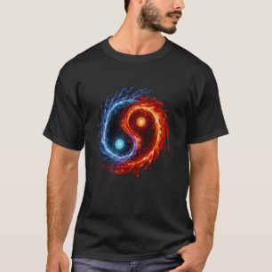 Feuer und Wasser Yin Yang Symbol Balance Tai Chi E T-Shirt