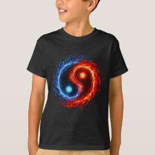 Feuer und Wasser Yin Yang Symbol Balance Tai Chi E T-Shirt