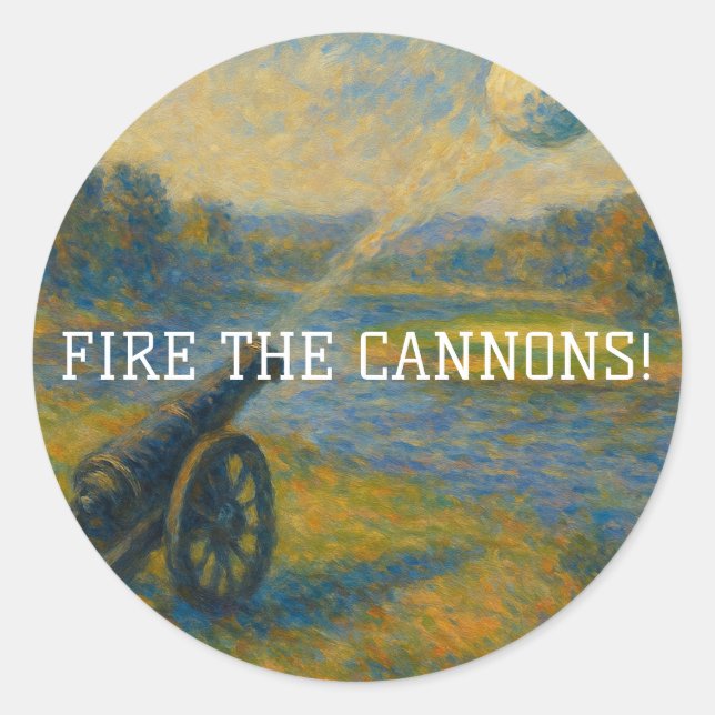 "Feuer weg!" Vintag Cannon Golf Ball Sticker (Vorderseite)