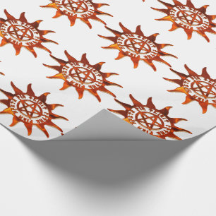 Feuer Wicca Sun & Pentagramm Geschenkpapier