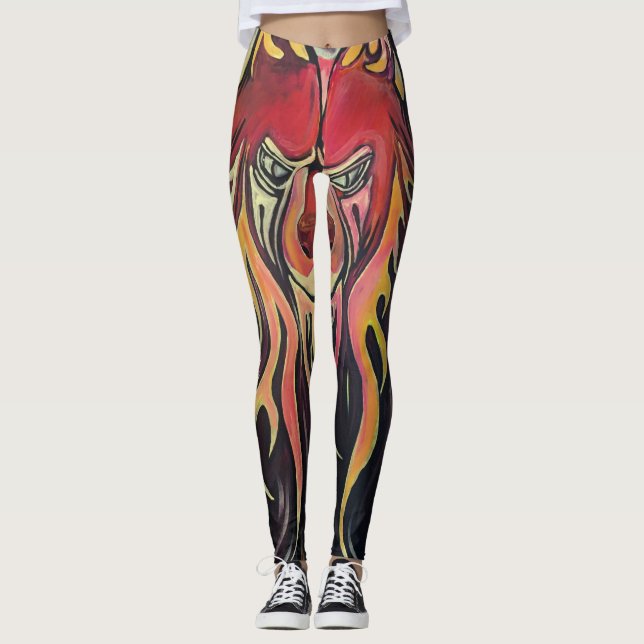 Feuer Wolf Leggings (Vorderseite)