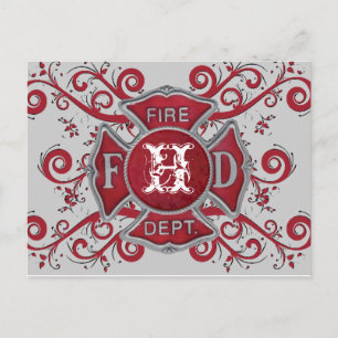 Feuerabteilung Custom Monogram Postkarte