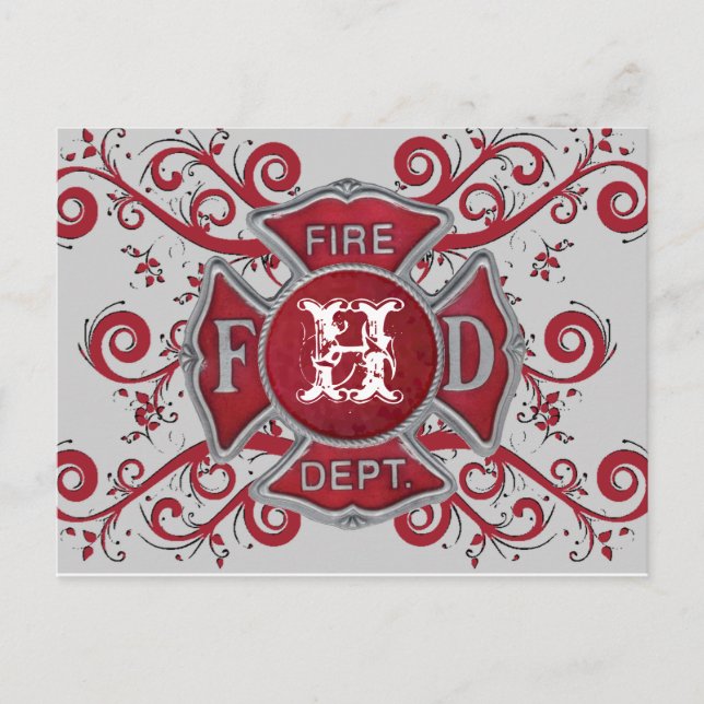 Feuerabteilung Custom Monogram Postkarte (Vorderseite)