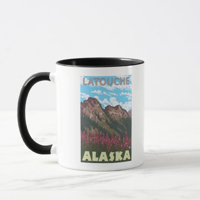 Feueralgen und Berge - Latouche, Alaska Tasse (Links)